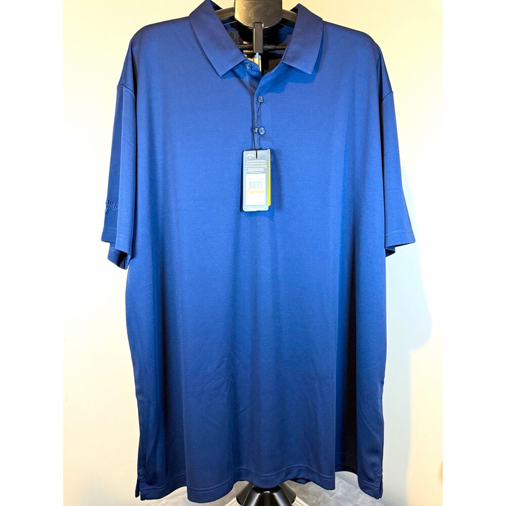 Callaway Opti-Dri Polo Men's 4XL Blue Solid Short Sleeve Collared Knit UPF50